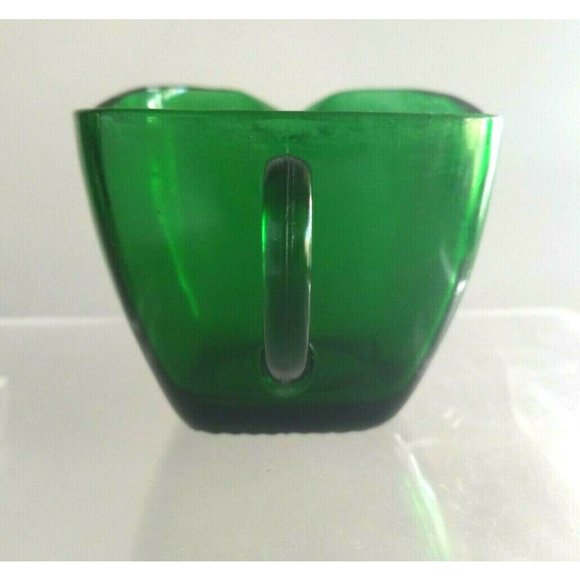Vintage 1950's Anchor Hocking Forest Green Charm Square Creamer & Sugar Bowl Set - Picture 5 of 8